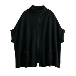 LC Lauren Conrad Solid Knit Riding Cape Poncho Jacket Coat Shacket Arm Holes OS